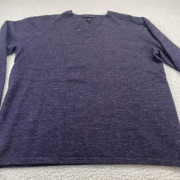 John Varvatos USA Luxe V-Neck Purple Wool Linen Sweater Mens Size XXL Leather - Picture 4 of 9